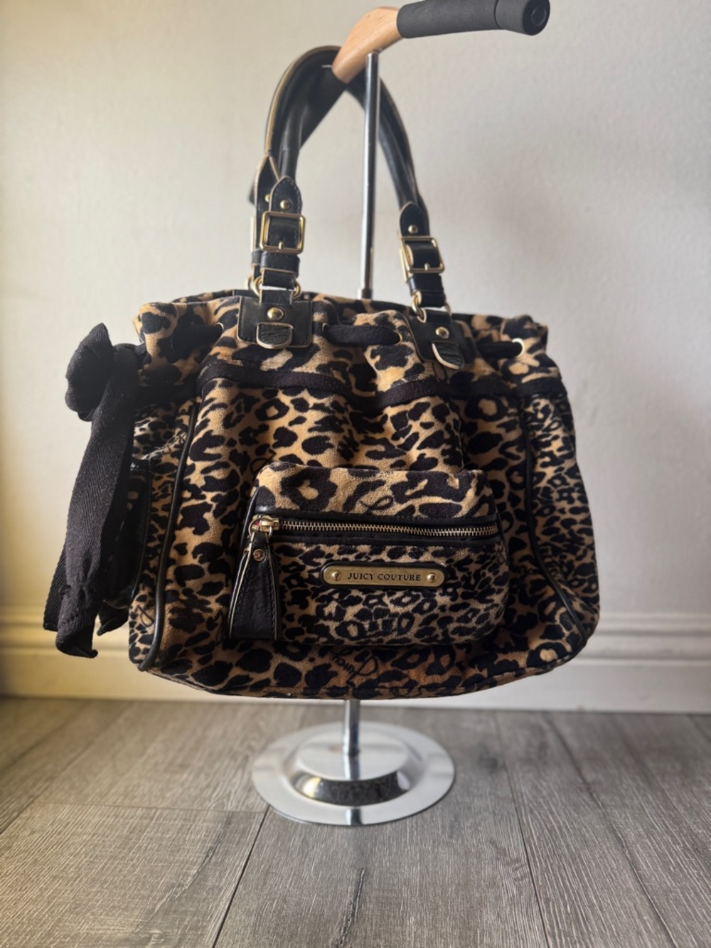 Juicy Couture Y2K Leopard Print Shoulder Bag in Brown and Black